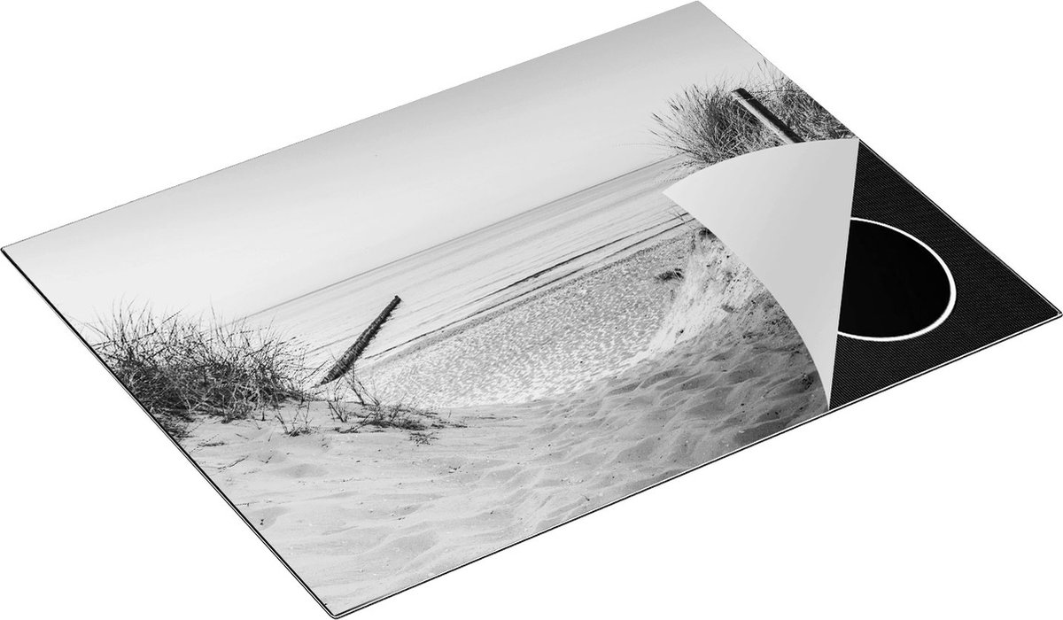 Chefcare Inductie Beschermer Voetpad naar Strand en Zee - Zwart Wit - 70x55 cm - Afdekplaat Inductie - Kookplaat Beschermer - Inductie Mat