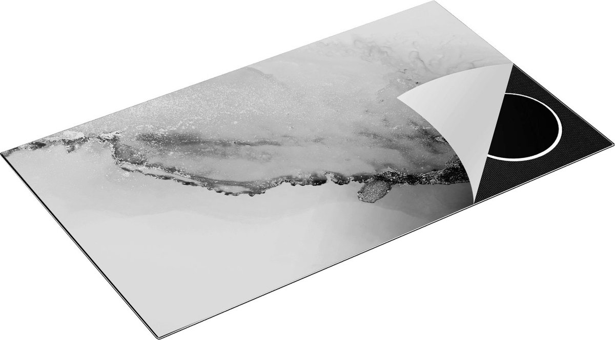 Chefcare Inductie Beschermer Abstracte Kunst - Bruin Goud Marmer - Zwart Wit - 90x55 cm - Afdekplaat Inductie - Kookplaat Beschermer - Inductie Mat