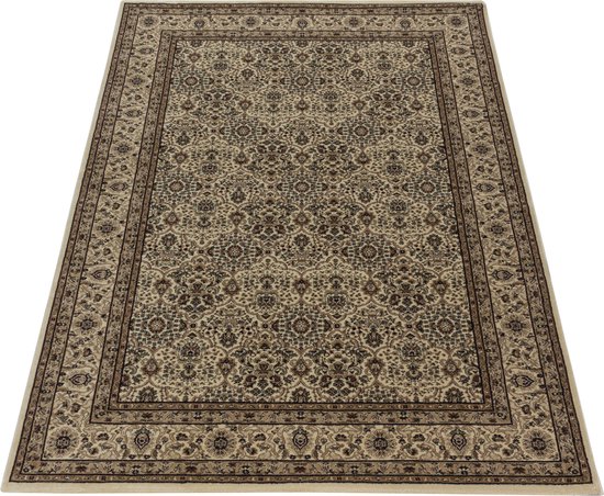 Tapis Impression Tabriz Oriental Classique à Poils Ras Beige - 120x170 CM