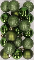 20x pcs boules de Noël en plastique vert foncé 3 cm mat/brillant/paillettes - Décorations de Noël