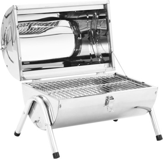 vidaXL Tafelbarbecue houtskool dubbele roosters roestvrij staal van Merkloos — afbeelding 5