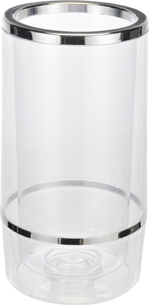 Set van 2x stuks wijnkoelers transparant kunststof 23 cm - Champagnekoeler - Flessenkoeler van Summer Fun — afbeelding 4
