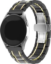 Strap-it Keramiek / stalen smartwatch bandje - geschikt voor Fossil Gen 5 / Gen 5e 44mm / Gen 6 44mm - zwart/goud