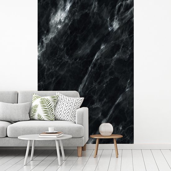 Behang - Fotobehang Marmer - Zwart - Luxe - Breedte 225 cm x hoogte 350 cm