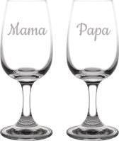 Gegraveerde portglas 12cl Mama & Papa