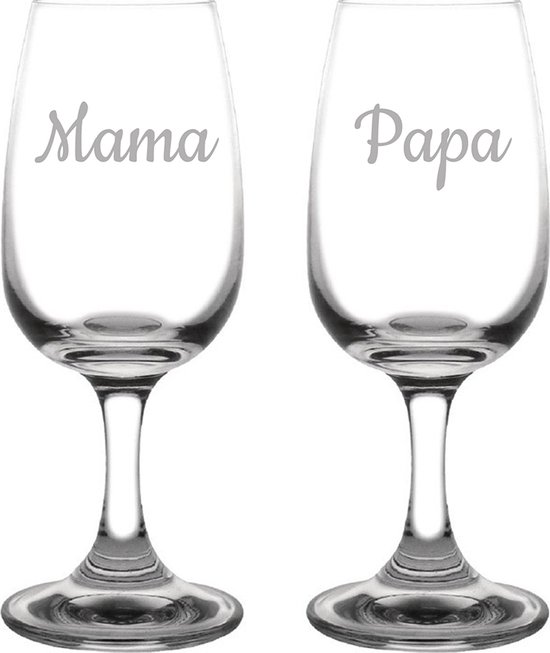 Foto: Gegraveerde portglas 12cl mama papa