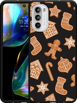 Motorola Moto G82 Hoesje Zwart Christmas Cookies - Designed by Cazy
