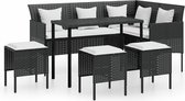 vidaXL - 5-delige - Loungeset - met - kussens - L-vormig - poly - rattan - zwart