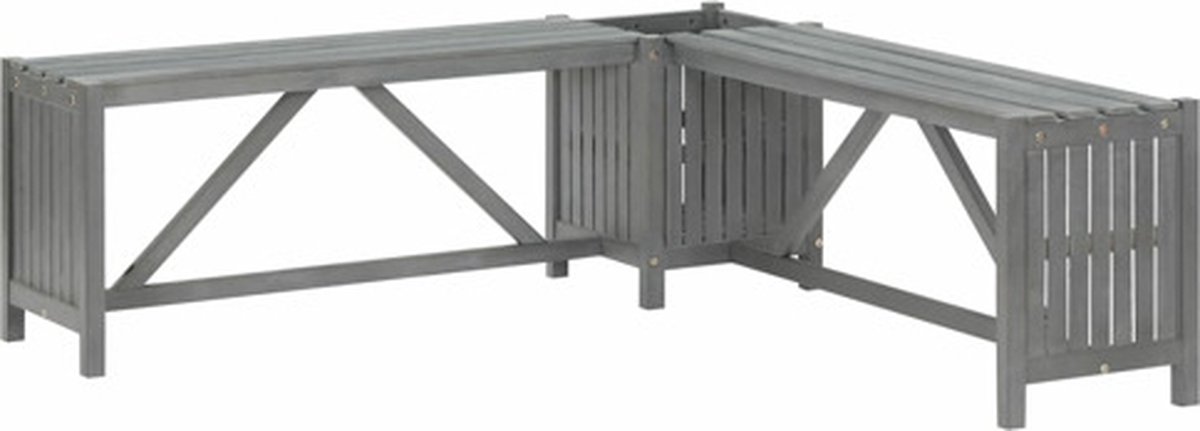 vidaXL - Tuinhoekbank - met - plantenbak - 117 - cm - massief - acaciahout - grijs
