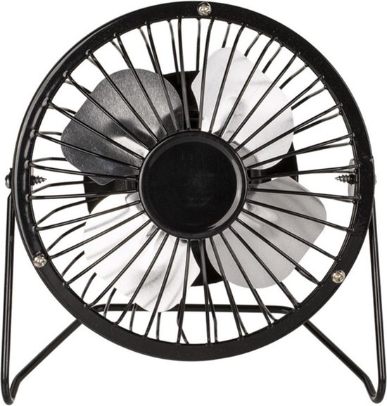 Kleine bureau/tafel ventilator in het zwart 15 cm met usb aansluiting -  metaal -... | bol.com