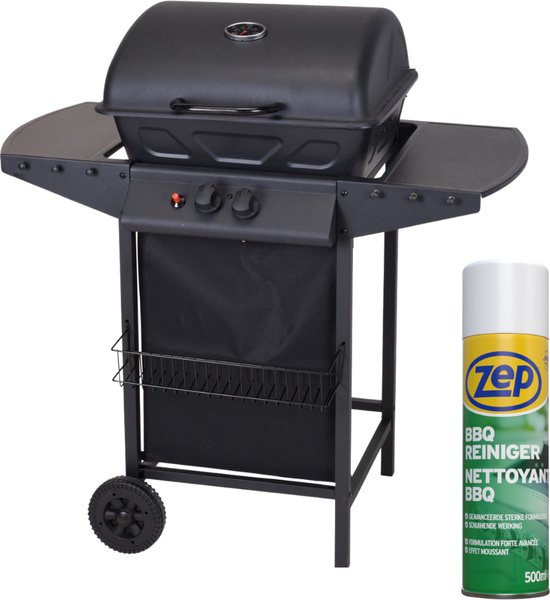 Vaggan 2pits Gasbarbecue Op Wielen met GRATIS ZEP BBQ Reiniger RVS