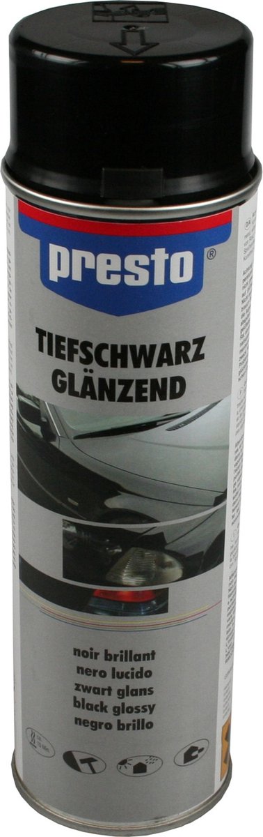 Presto Zwarte glans spuitlak - 500 ml - 12 stuks - sneldrogend en krasbestendig