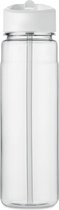 Drinkfles met rietje - Waterfles - Drinkfles volwassenen - Flip-top deksel - RPET -  Polypropyleen - 650ML - wit