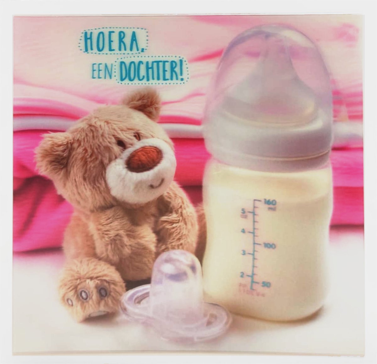 Depesche - 3D wenskaart geboorte met tekst "Hoera, een dochter" - 044