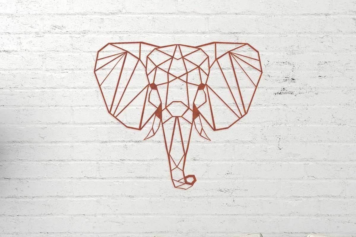 Wanddecoratie Olifant/ Elephant roestmetaal, 141606, 38,1x43,4cm