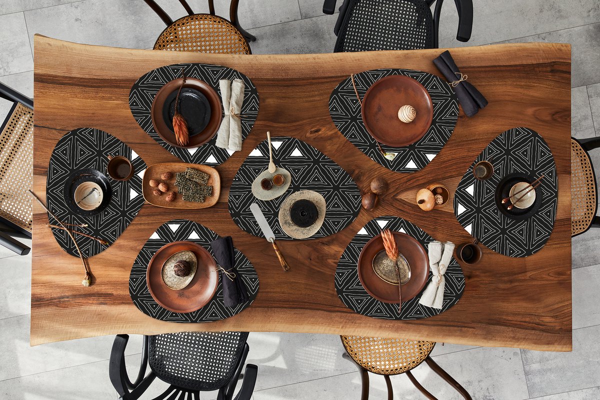 Placemat organisch - Placemats organic - Onderleggers - Geometrie - Design - Mozaïek - 8 stuks