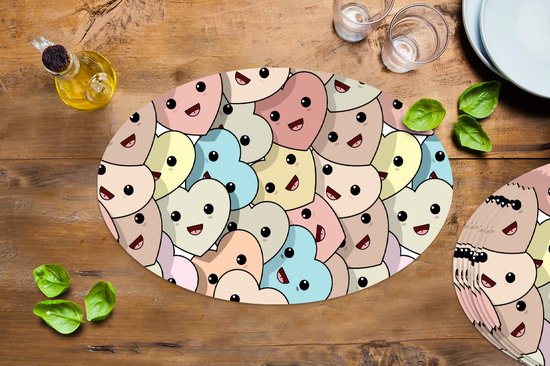 Napperons ovales - Sets de table - Sets de table ovales - Coeur - Motif - Bébé - 8 pièces