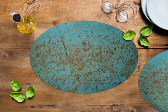 Napperons de table ovales - Sets de table - Sets de table ovales - Métal - Imprimé rouille - Turquoise - 8 pièces