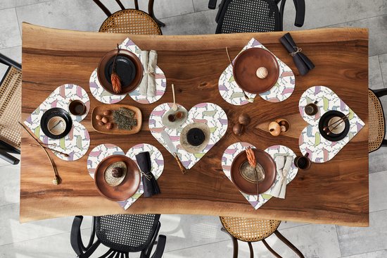 Napperons de table - Sets de table - Napperons coeur - Motifs - Cerf - Beige - 8 pièces