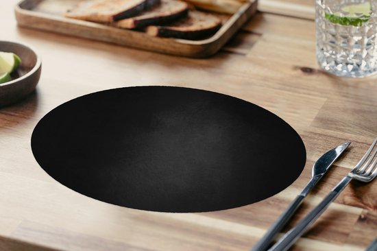 Placemats ovaal - Onderleggers - Ovale placemats - Beton print - Zwart - Grijs - Structuur - Industrieel - 8 stuks