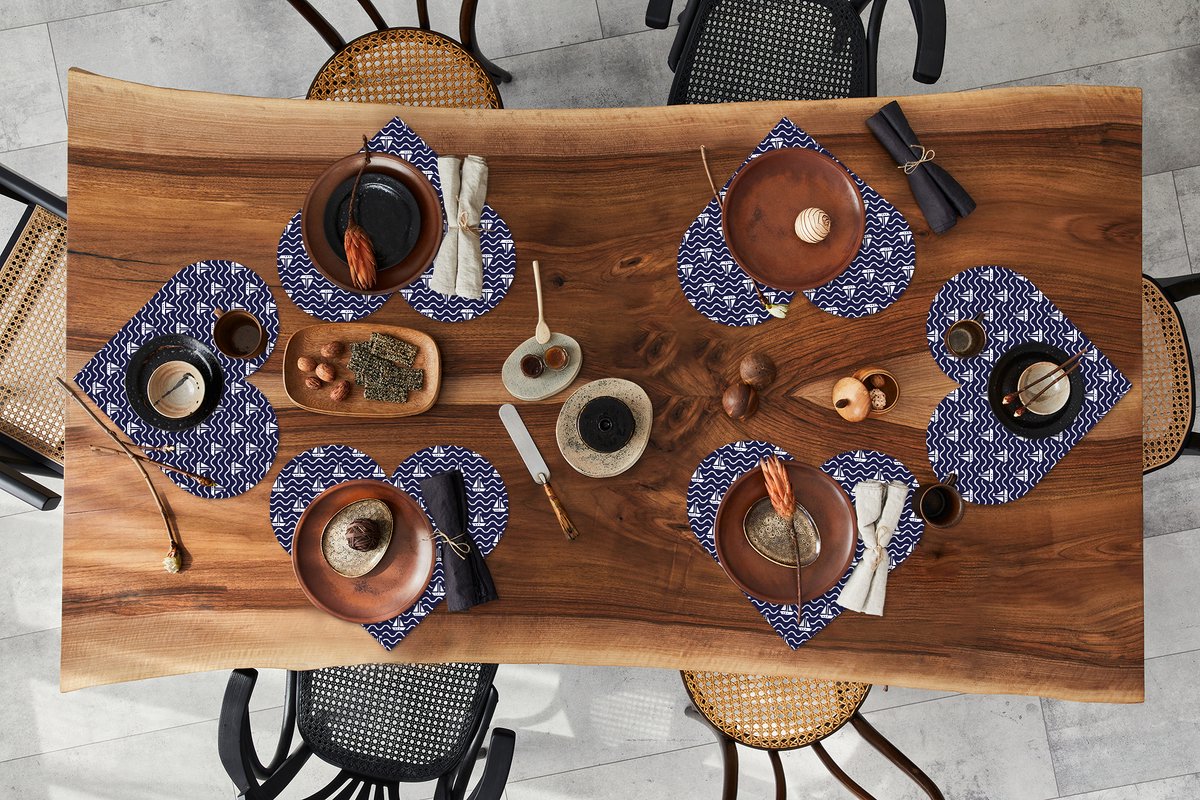 Onderleggers - Placemats - Placemats hartje - Patroon - Zee - Boot - 6 stuks