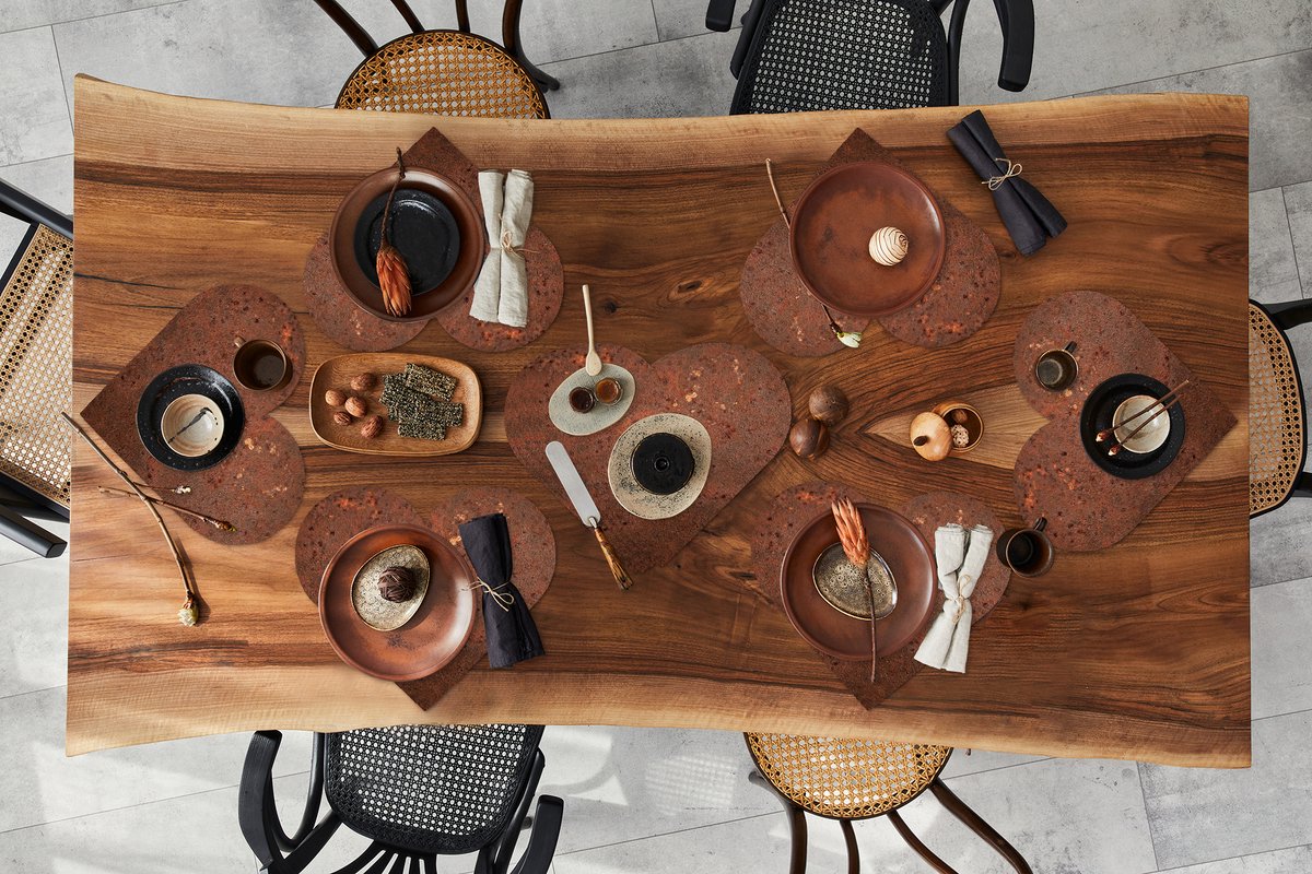 Onderleggers - Placemats - Placemats hartje - Roest print - Bruin - Vintage - 10 stuks