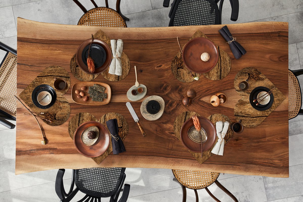 Onderleggers - Placemats - Placemats hartje - Boomstam - Hout - Structuur - 6 stuks