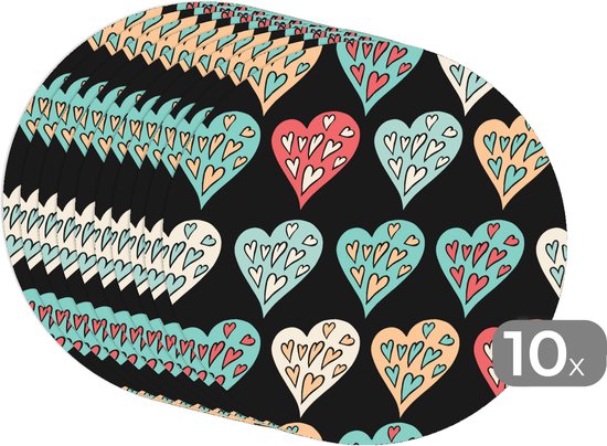 Sets de table ronds - Dessous de verre - Napperons ronds - Filles - Coeur - Hartjes - Motifs - Fille - Kids - Enfants - Meiden - 10 pièces