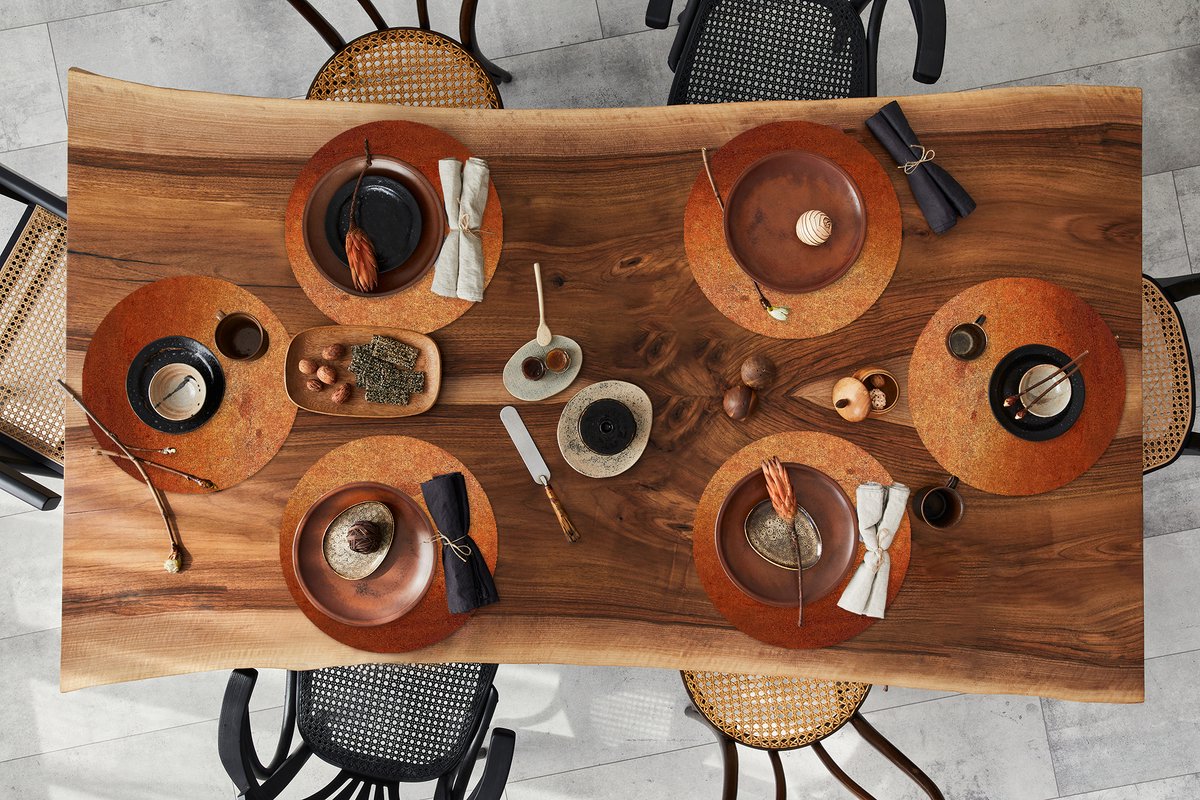Ronde placemats - Onderlegger - Placemats rond - Brons - IJzer - Roest print - 6 stuks
