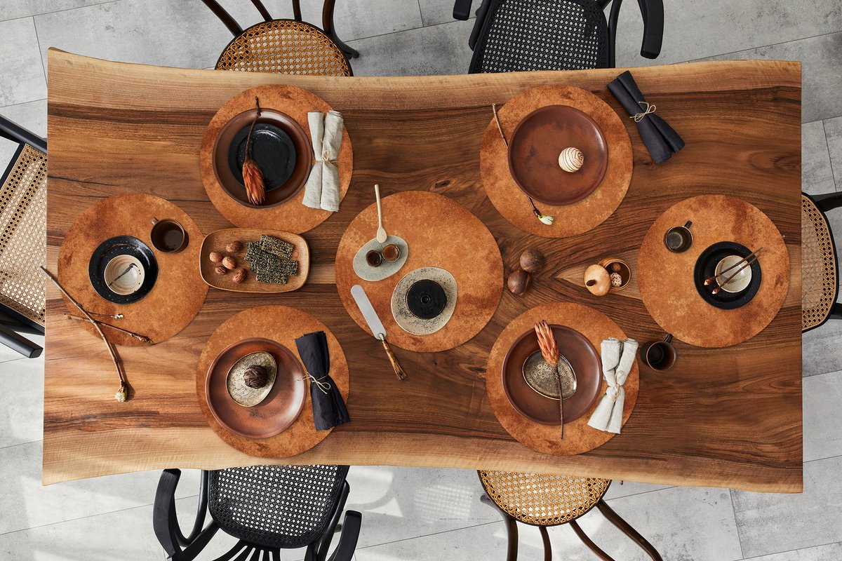 Ronde placemats - Onderlegger - Placemats rond - Roest print - Bruin - Brons - 10 stuks