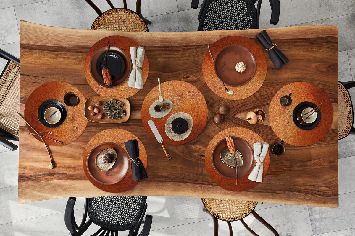 Ronde placemats - Onderlegger - Placemats rond - Brons - IJzer - Roest print - 8 stuks