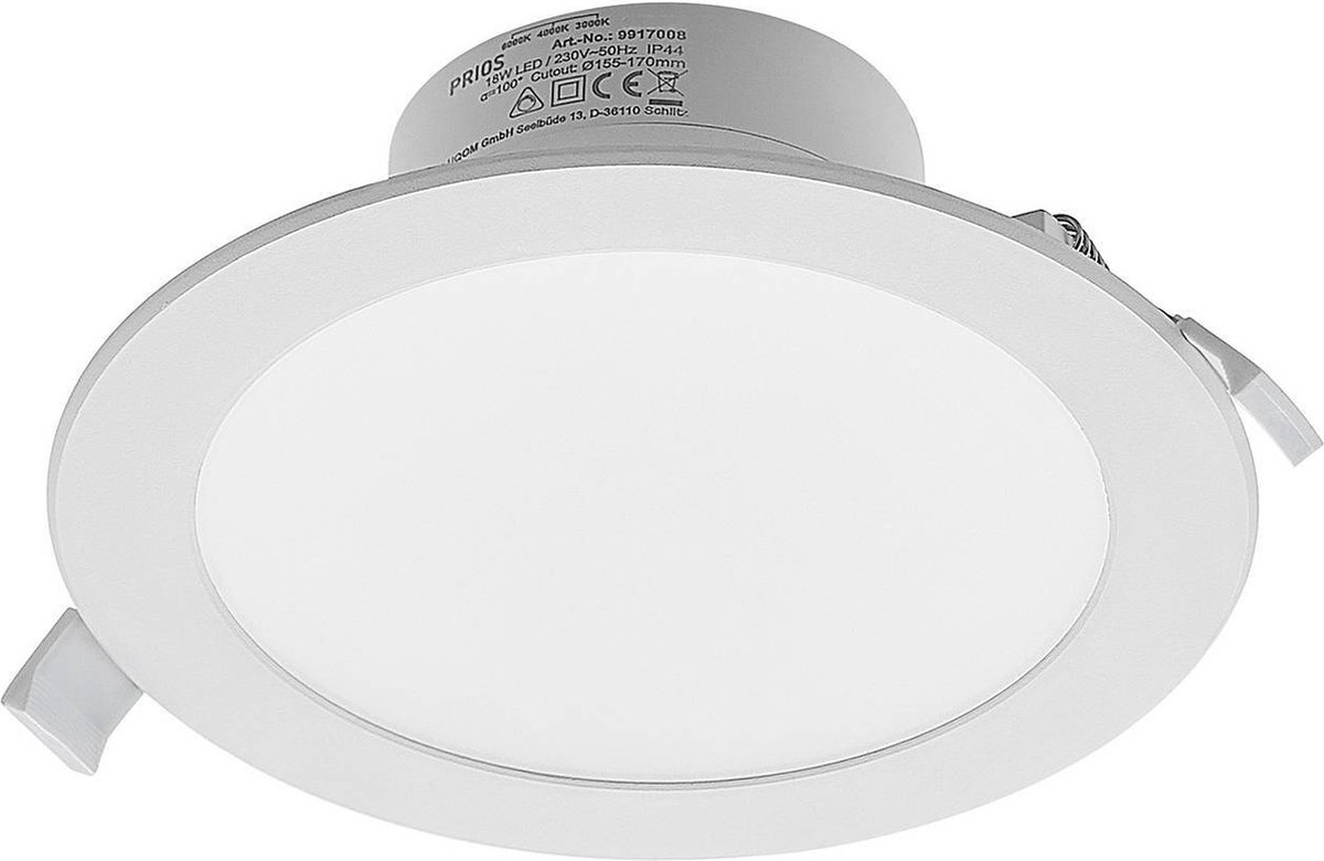 PRIOS - LED downlight - CCT - 1licht - aluminium, kunststof - H: 6.1 cm - wit - Inclusief lichtbron