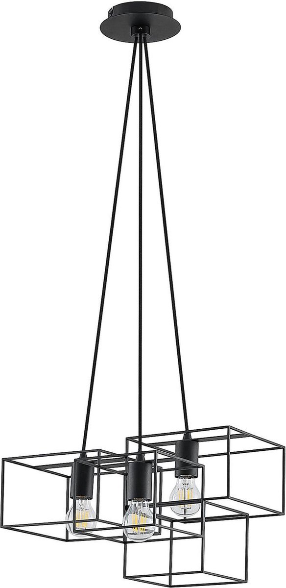 Lucande - hanglamp - 3 lichts - staal - E27 - zandzwart