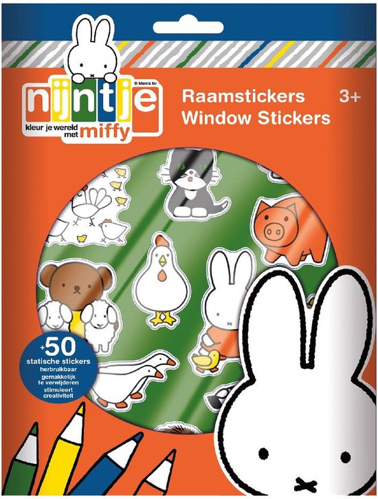 Nijntje raamstickers, niet permanente verplaatsbare stickers met speelachtergrond - educatief speelgoed junior vanaf 3 jaar - Bambolino Toys