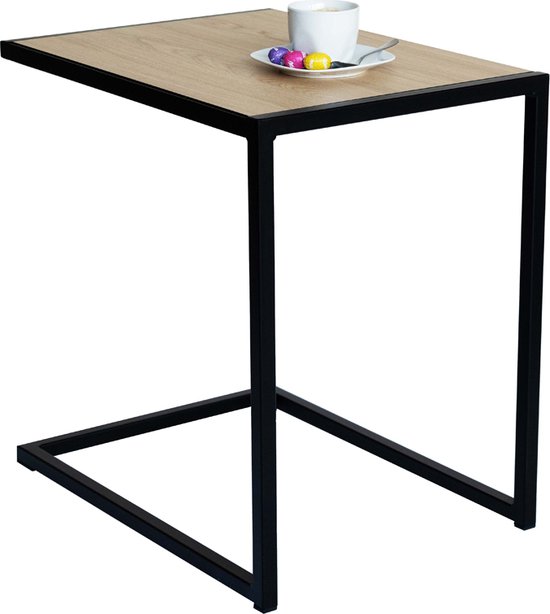 Laptop-, zeteltafel - Zwart - Metaal - Eik - 54 x 40 x 54 - MY Own Table 005B