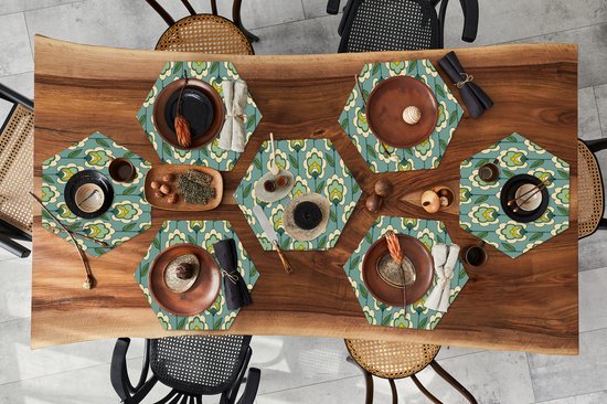 Napperons de table hexagon - Sets de table sets de table - Set de table hexagone - Rétro - Design - Années 1970 - Bloem - 8 pièces