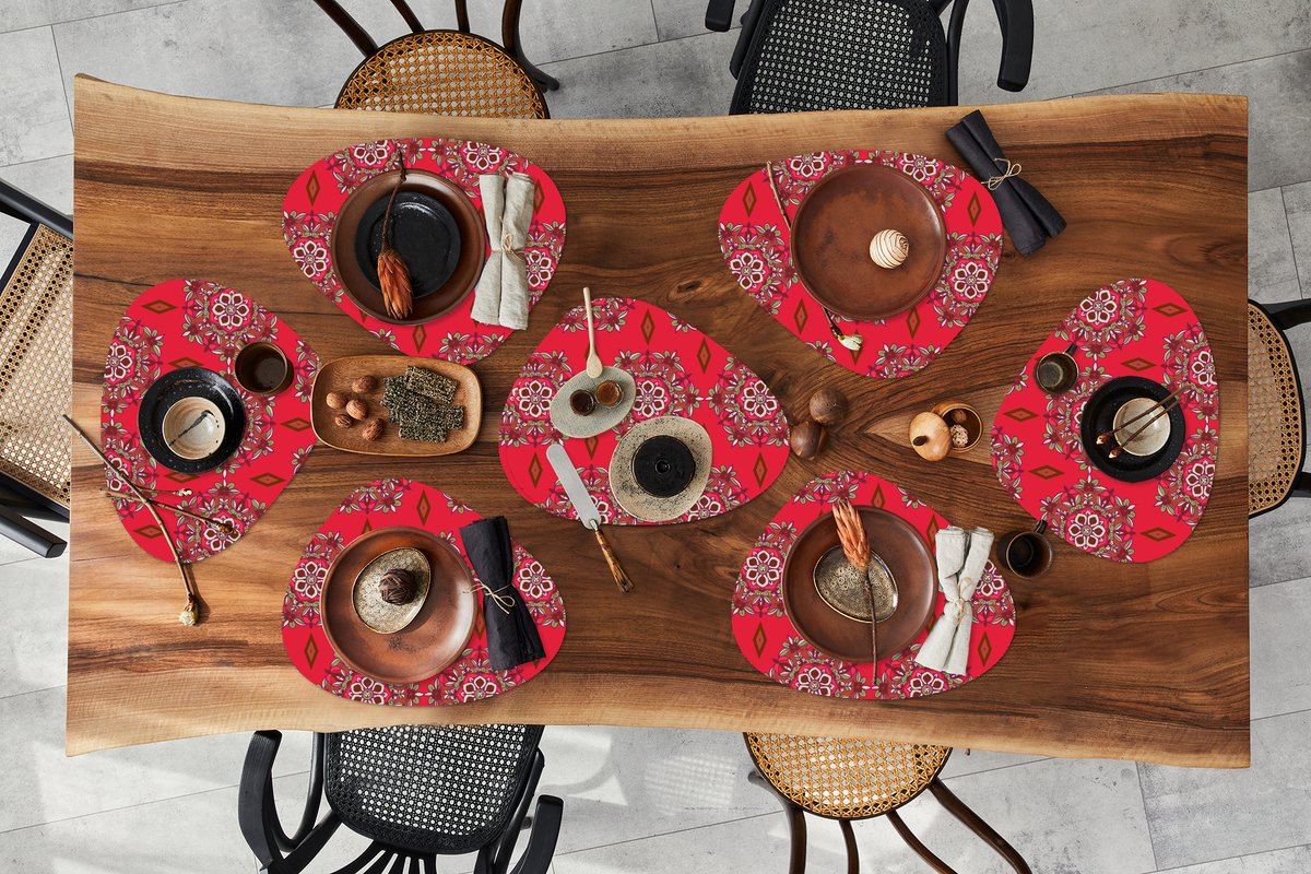 Placemat organisch - Placemats organic - Onderleggers - Mandala - Design - Bloem - 8 stuks