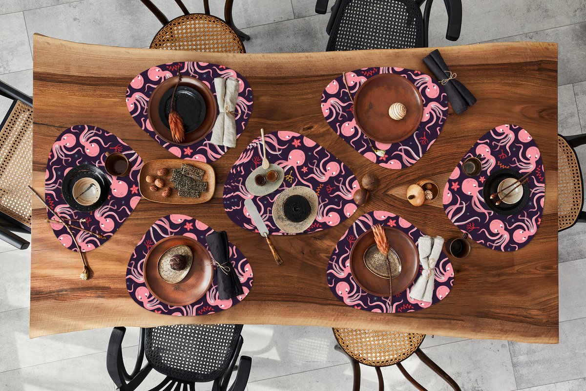 Placemat organisch - Placemats organic - Onderleggers - Octopus - Baby - Design - 10 stuks