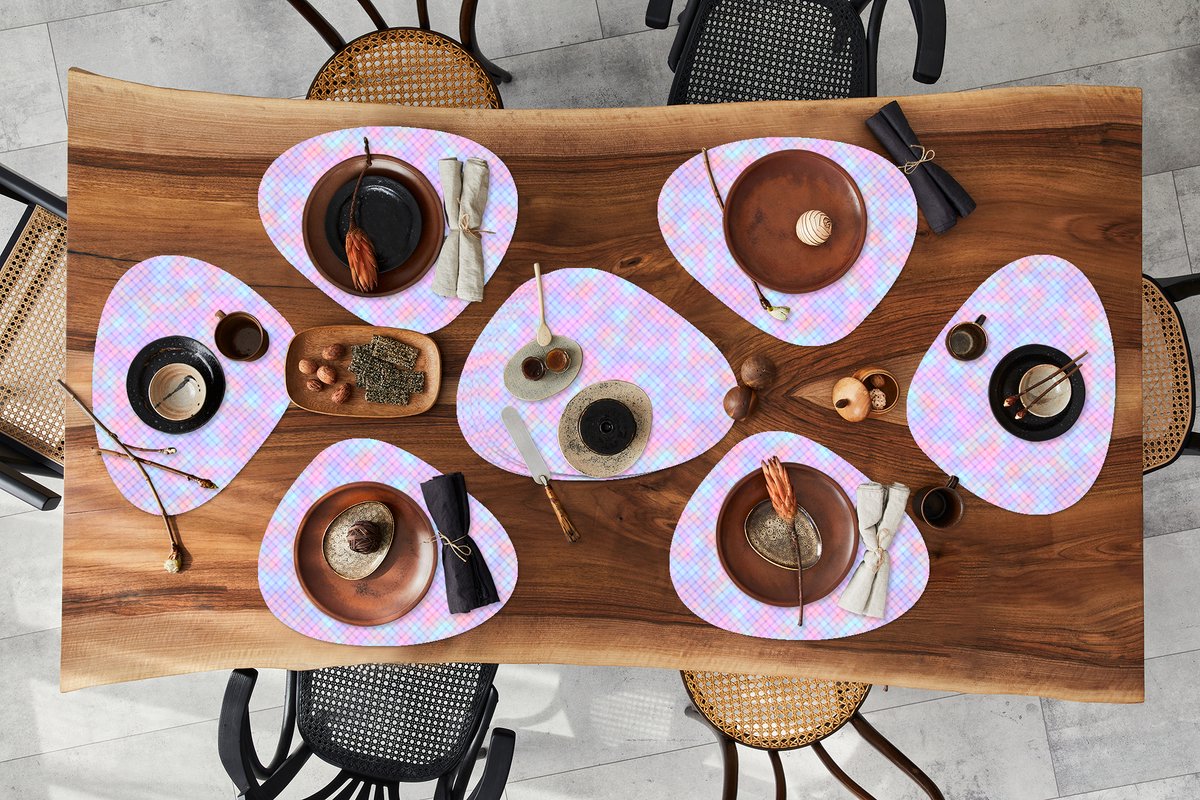 Placemat organisch - Placemats organic - Onderleggers - Design - Geometrie - Roze - 10 stuks