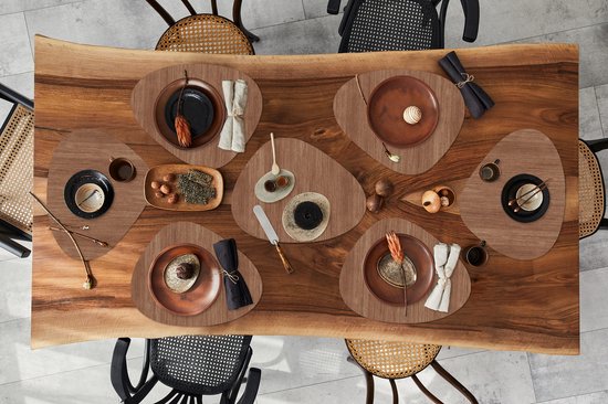 Set de table bio - Napperons de table bio - Blocs - Bois - Souche d'arbre - Motifs - 8 pièces