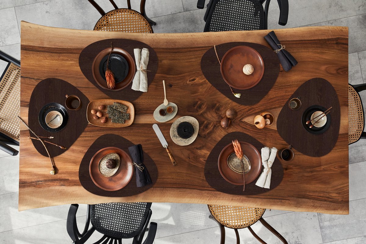 Placemat organisch - Placemats organic - Onderleggers - Patroon - Hardhout - Plank - 6 stuks