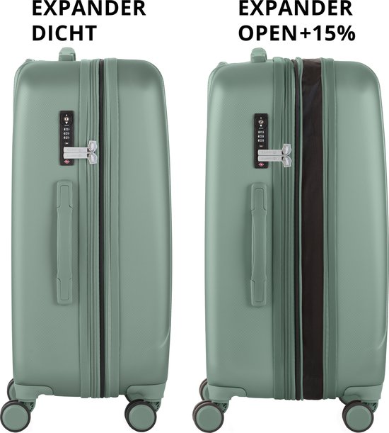 CarryOn Skyhopper Middenmaat Reiskoffer 65Ltr - Koffer 68cm met Expander - Olijf