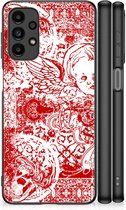 Back Case TPU Siliconen Hoesje Samsung Galaxy A13 4G GSM Hoesje met Zwarte rand Angel Skull Red