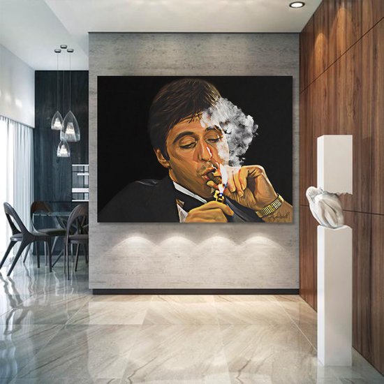 Peinture sur toile de Luxe Scarface | 60 x 90 | Salle de séjour | Chambre à coucher | Bureau | Musique | Design | Art | Moderne | ** 4 CM D'ÉPAISSEUR ! EFFET 3D**