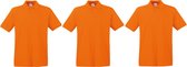 3-Pack maat 2XL oranje polo shirt premium van katoen voor heren - Polo t-shirts voor heren