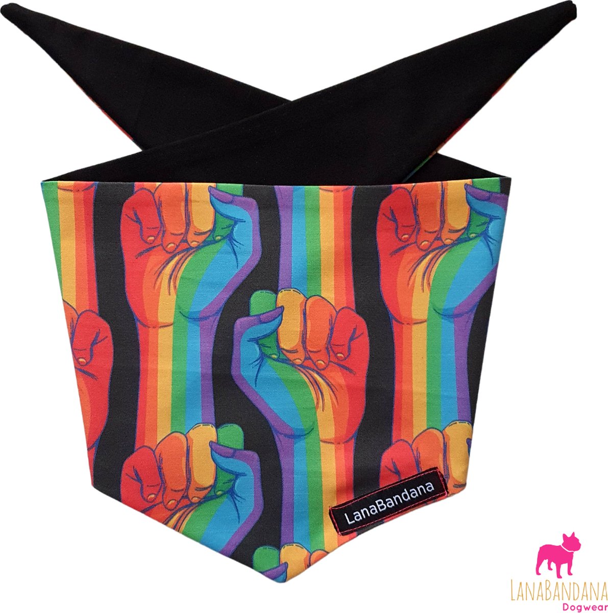 Hondenbandana | Knoopbandana | Pride | Proud maat L | Regenboog