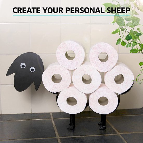 Support de papier toilette mural en métal noir en forme de mouton pour 7  rouleaux de papier toilette