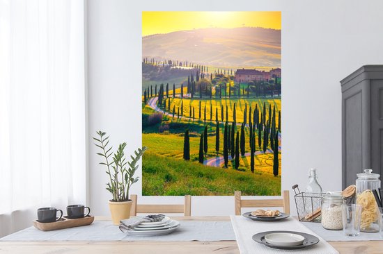 Stickers muraux - Film autocollant - Herbe - Soleil - Colline - Paysage - 90x120 cm - Film adhésif - Stickers muraux Chambre d'enfant - Papier peint autocollant - Papier peint autocollant - Film autocollant