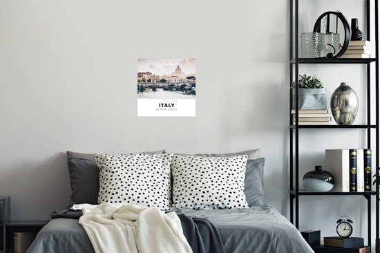 Muurstickers - Sticker Folie - Rome - Italië - Zomer - Skyline - Water - 30x30 cm - Plakfolie - Muurstickers Kinderkamer - Zelfklevend Behang - Zelfklevend behangpapier - Stickerfolie