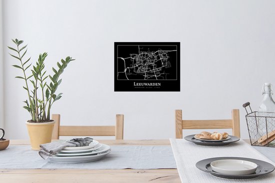 Stickers muraux - Plan de la ville - Leeuwarden - Carte - Carte - 40x30 cm - Feuille adhésive